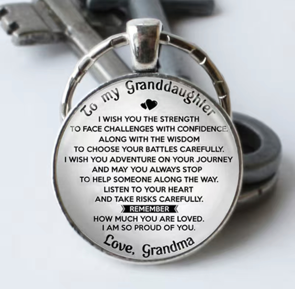 3/$25 To My Granddaughter I WISH YOU THE STRENGTH TO FACE CHALLENGES Keychain